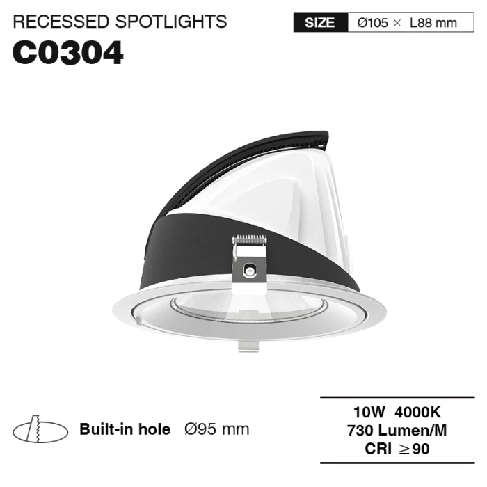 C0304 – 10W 4000K 24˚N/B Ra90 White - Track Light fixtures-Retail Store Lighting--01