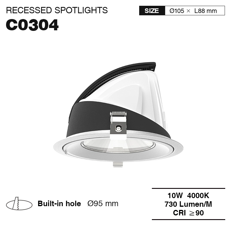 C0304 – 10W 4000K 24˚N/B Ra90 White – Track Light Fixtures-Retail Store Lighting--01