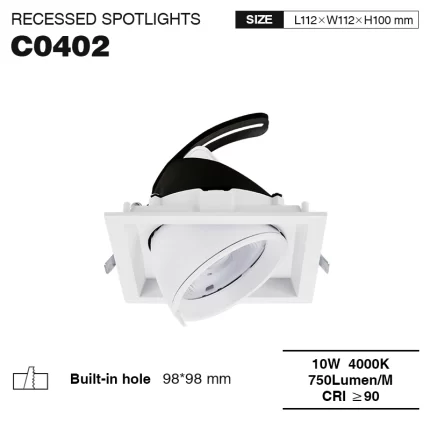 C0402– 10W 4000K 24˚N/B Ra90 valkoinen – upotettavat LED-kohdevalot – Olohuoneen valaistus –01