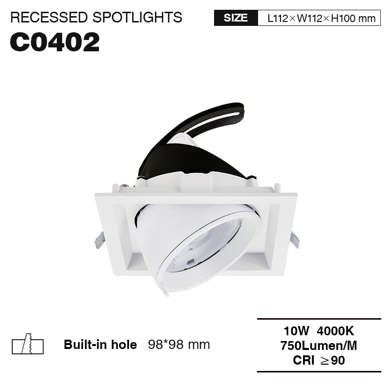 C0402– 10W 4000K 24˚N/B Ra90 Bianco – Faretti LED da Incasso-Illuminazione Soggiorno--01