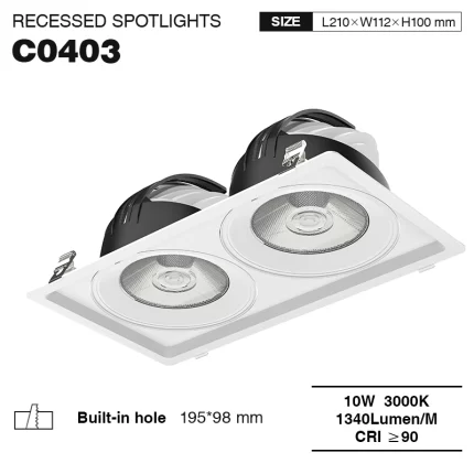 C0403– 10W 3000K 24˚N/B Ra90 Wäiss – LED Recessed Spotlights-Buedzëmmer Recessed Lighting--01