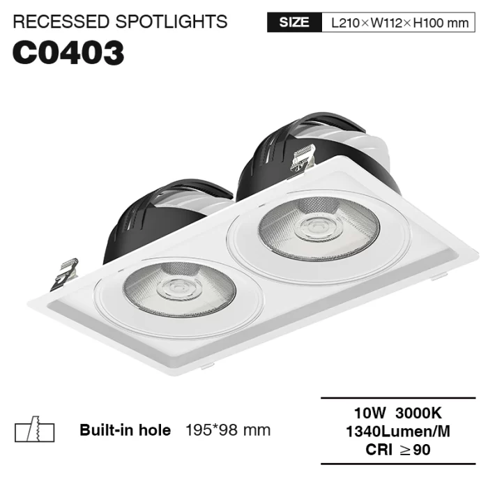 C0403– 10W 3000K 24˚N/B Ra90 White –  LED Recessed Spotlights-Bathroom Recessed Lighting--01