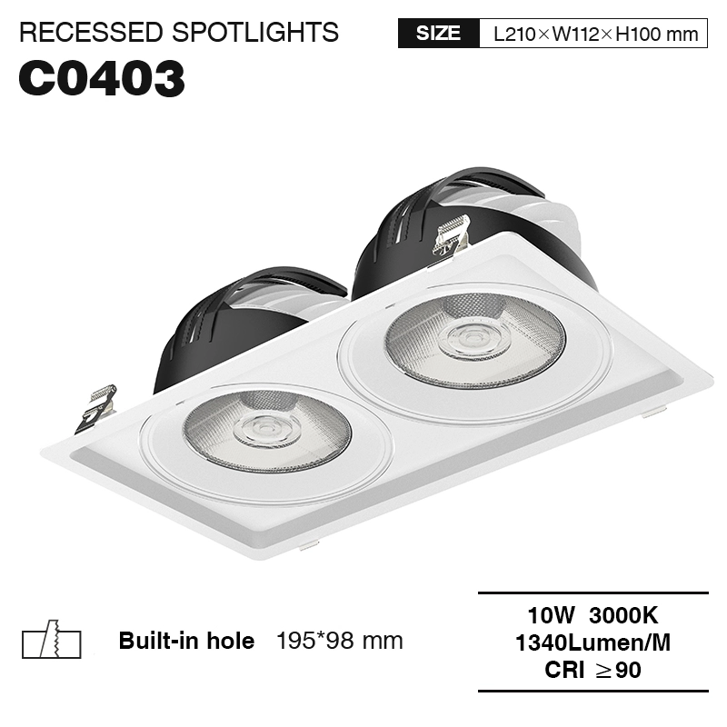 C0403– 10W 3000K 24˚N/B Ra90 White –  LED Recessed Spotlights-Bathroom Downlights--01