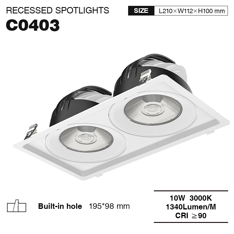 C0403– 10W 3000K 24˚N/B Ra90 White – LED Recessed Spotlights-Bathroom Recessed Lighting--01