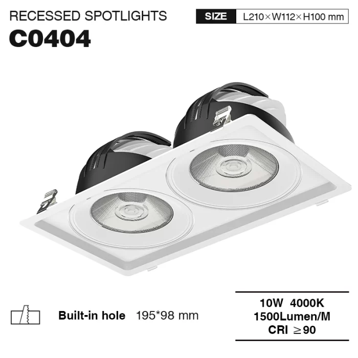 C0404– 10W 4000K 24˚N/B Ra90 Белый – Светодиодные встраиваемые точечные светильники--01