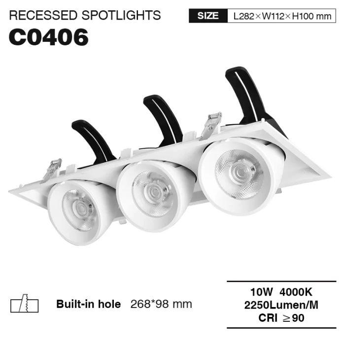 C0406– 10 W 4000 K 24˚N/B Ra90 balts — padziļināti LED prožektori — verandas apgaismojums --01