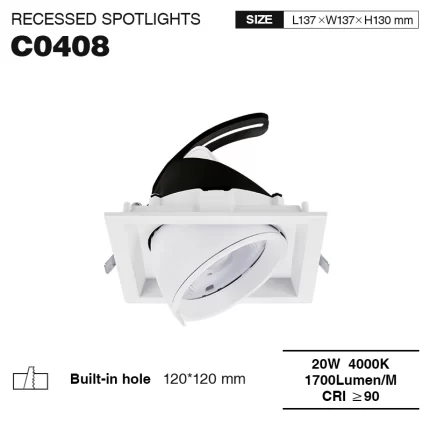 C0408– 20W 4000K 24˚N/B Ra90 أبيض – مصابيح كشاف LED غائرة-إضاءة غائرة--01