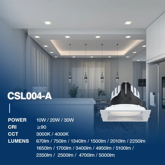 C0407– 20W 3000K 24˚N/B Ra90 Белый – Светодиодные встраиваемые точечные светильники-Встраиваемое освещение для кухни--02