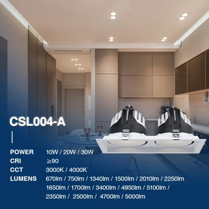 C0409– 20W 3000K 24˚N/B Ra90 أبيض – مصابيح كشاف LED غائرة – إضاءة غائرة بيضاء – 02