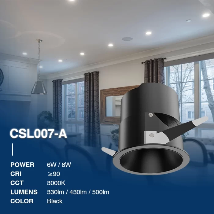 C0702N – 6W 3000K 24˚N/B Ra90 melns – padziļināti LED prožektori – iekštelpu prožektori – 02