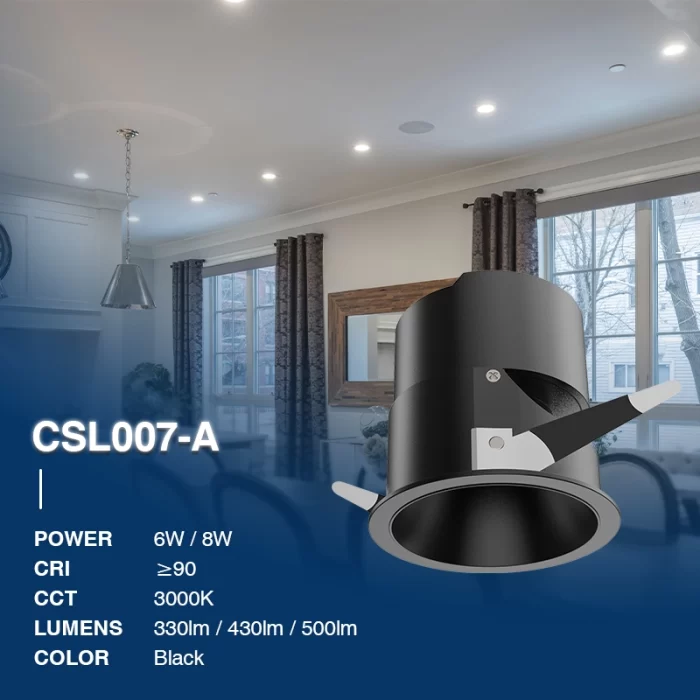 C0703N – 8W 3000K 24˚N/B Ra90 Black–  Recessed LED Spotlights-Kitchen Recessed Lighting--02