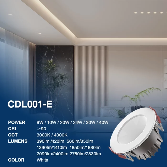 D0105 - 20W 3000K 70°N/B Ra90 White - Recessed Spotlights-Supermarket Lighting -CDL001-E-02