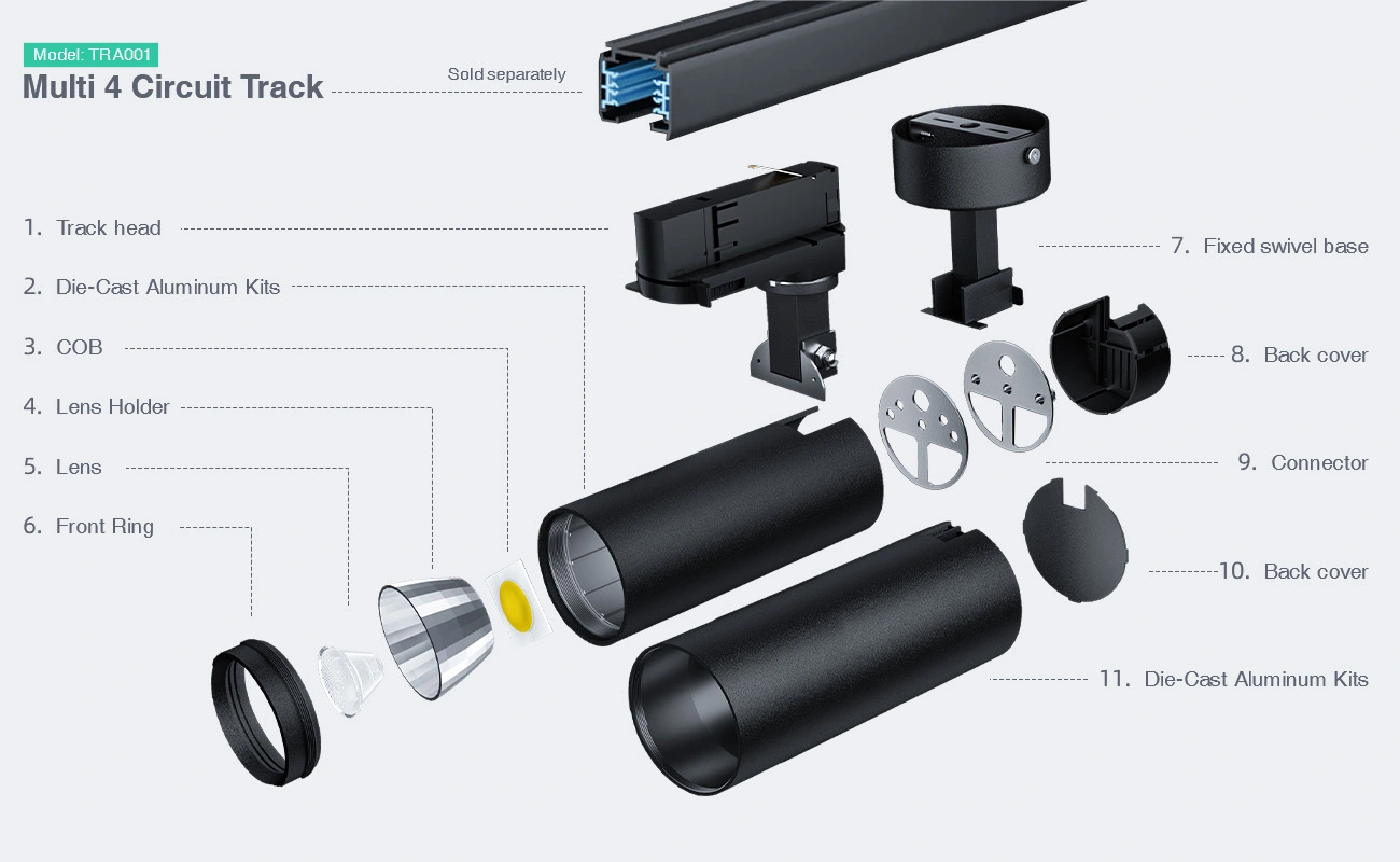 T0901N – 12W 3000K 24˚N/B Ra80 Black – Pásové světlo LED-12W LED reflektory--02