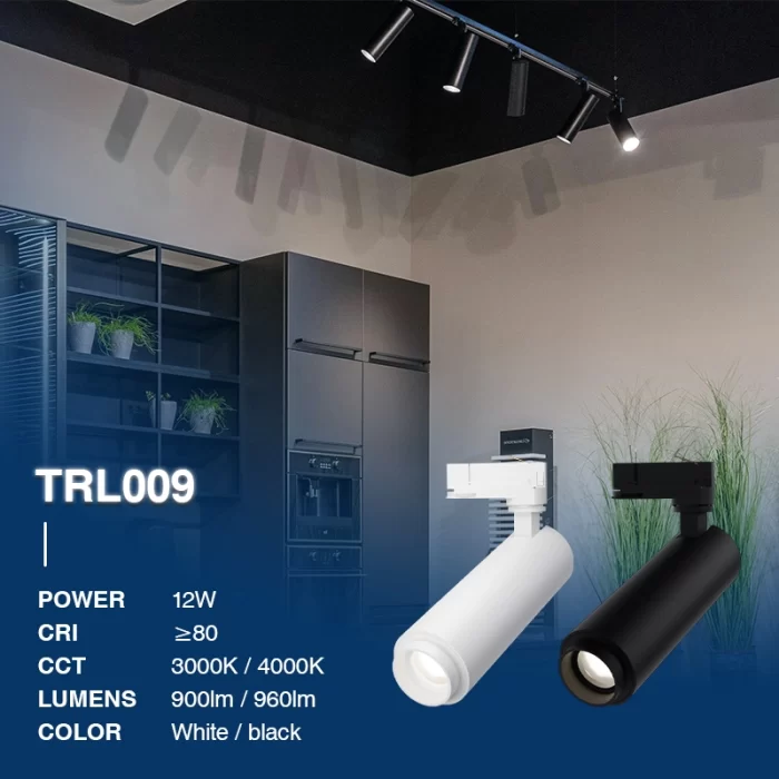 Т0901Н – 12В 3000К 24˚Н/Б Ра80 ​​црна – Трачна лампа ЛЕД-Осветљење на стази за кухињу--02