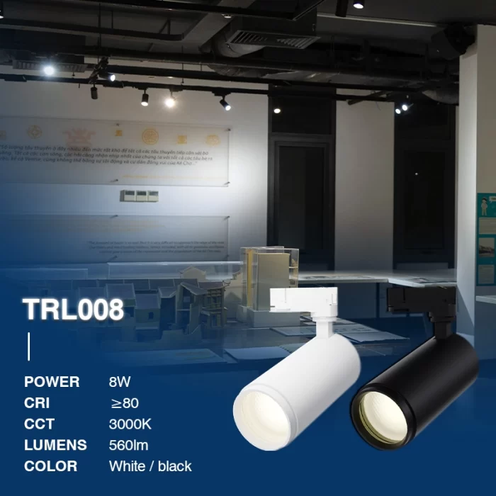 T0801B – 8W 3000K 24˚N/B Ra80 White –  Track Light Fixture-Ceiling Track Lighting--02