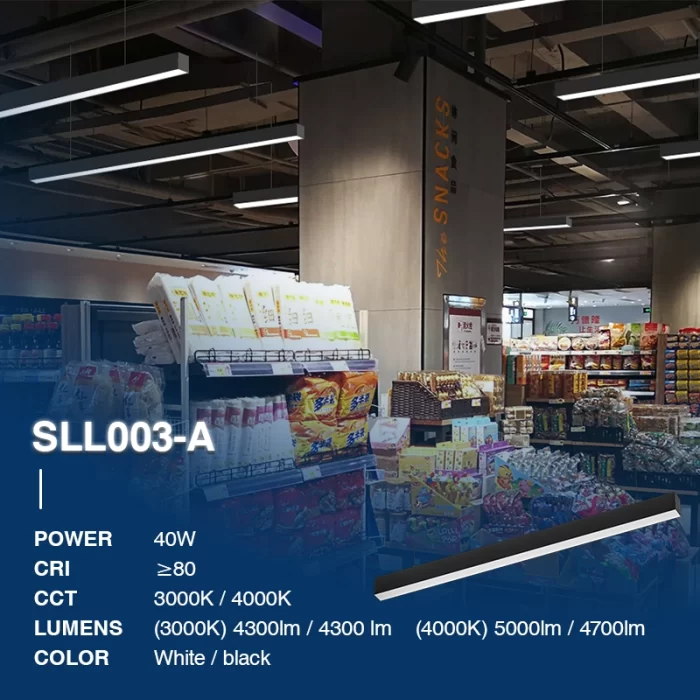 L0202N–40W 4000K 110˚N/B Ra80 Black– Linear Lights-Retail Store Lighting-SLL003-A-02