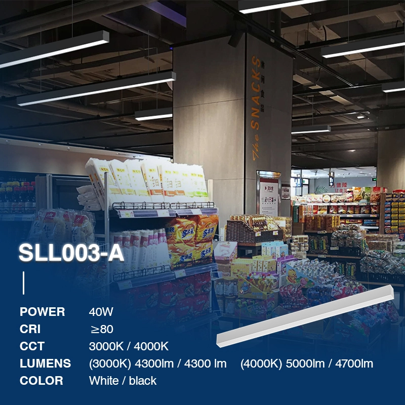 L0201B–40W 3000K 110˚N/B Ra80 ブラック – リニア ライト-ホワイト リニア ペンダント ライト-SLL003-A-02