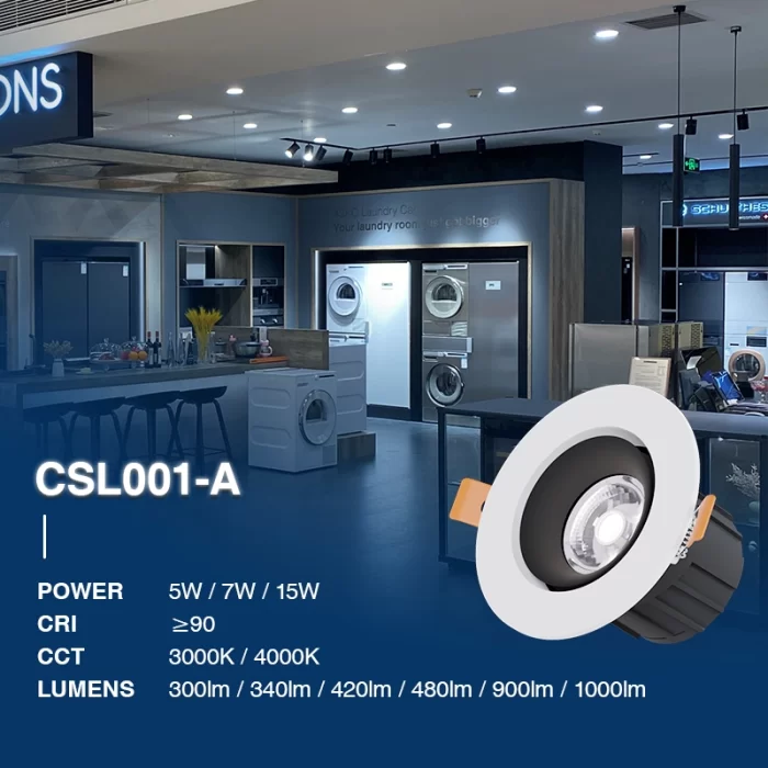 C0103– 5W 4000K 24˚N/B Ra90 Branco – Refletores LED Iluminação Embutida-CSL001-A-02