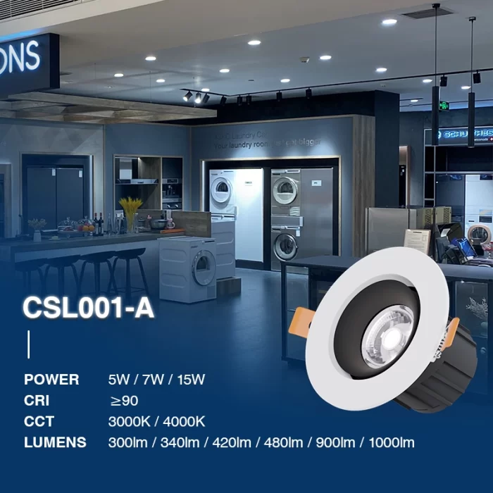 C0105– 7W 3000K 24˚N/B Ra90 Spî – Ronahîyên LED Recessed-Lîpên spî-CSL001-A-02