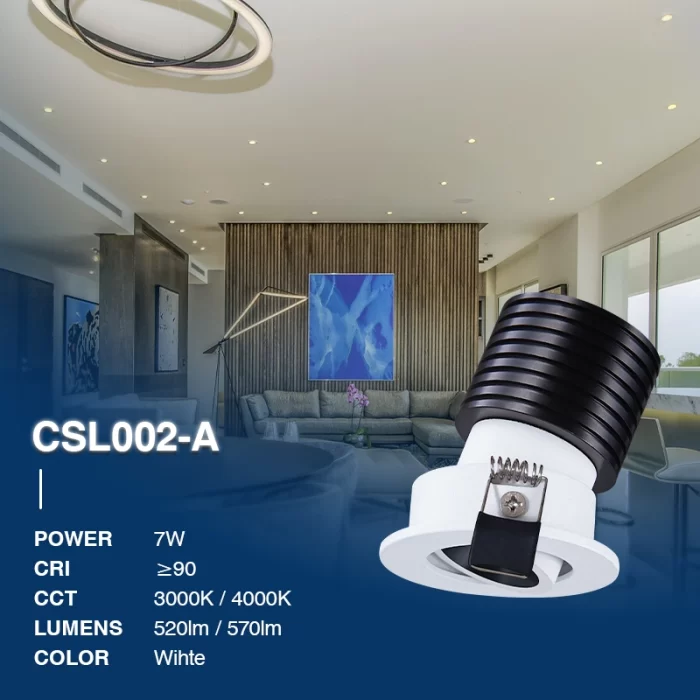 C0202– 7W 4000K 24˚N/B Ra90 White –  Track Lighting-Living Room Recessed Lighting--02