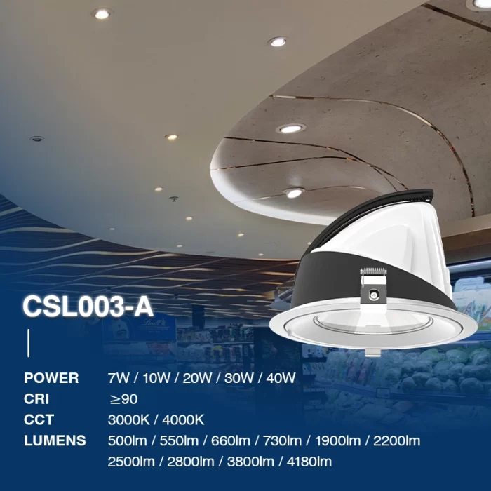 C0305 - 20W 3000K 24˚N/B Ra90 White - DUXERIT Recessed Spotlights-viving Room Recessed Lighting--02