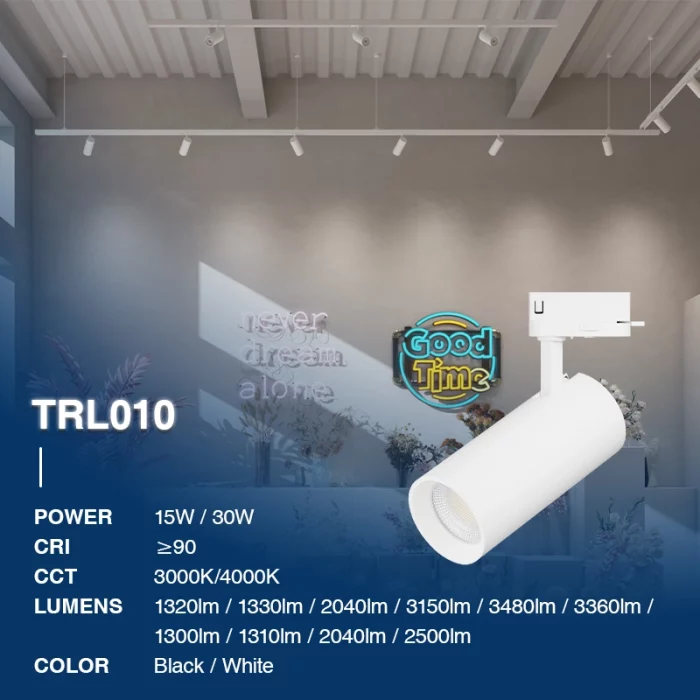 T1004B - 15W 4000K 55˚N/B Ra90 पांढरा - ट्रॅक लाइट्स-ऑफिस ट्रॅक लाइटिंग--02B