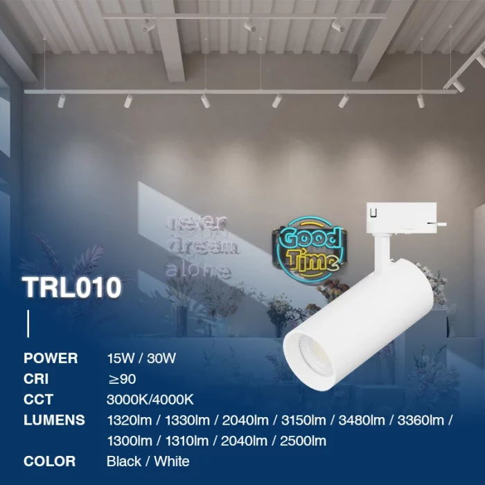 T1010B – 30W 4000K 36˚N/B Ra90 Vit – Banljus-Hög CRI Led spårljus--02B