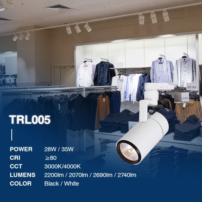 T0501B – 28W 3000K 24˚N/B Ra80 Branco – Luzes LED para pista - Iluminação comercial para pista - 02B