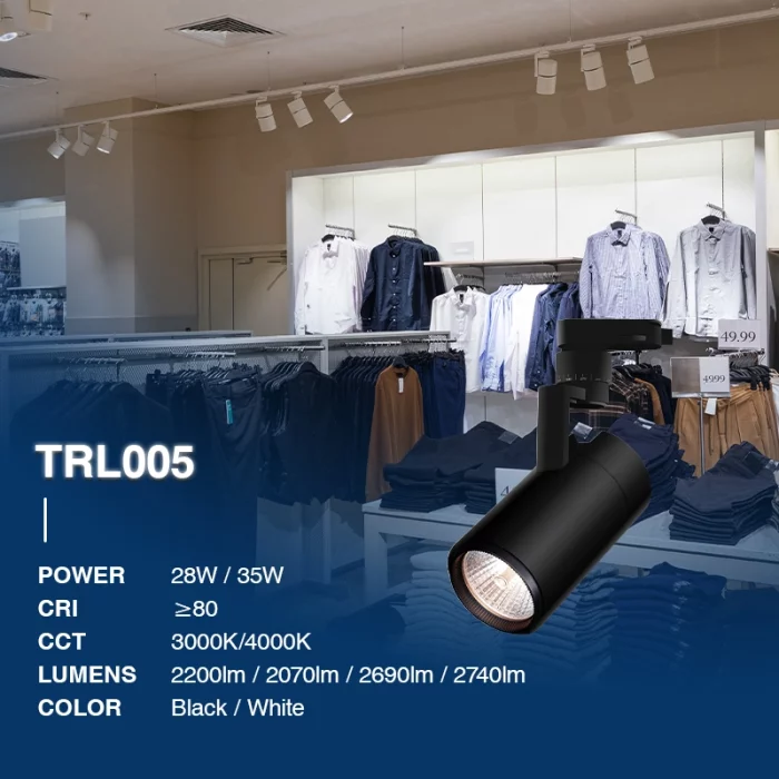 T0501N – 28W 3000K 24˚N/B Ra80 Preto – Luzes de pista LED-Iluminação de pista preta--02N