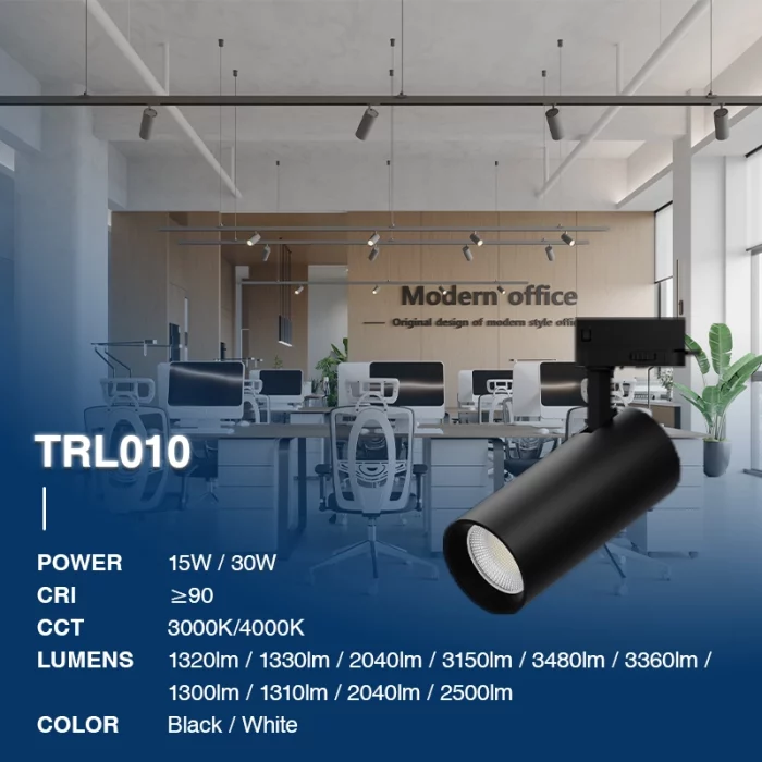 T1002N - 15W 3000K 55˚N/B Ra90 مشکی - چراغ‌های مسیر- نورافکن داخلی--02N