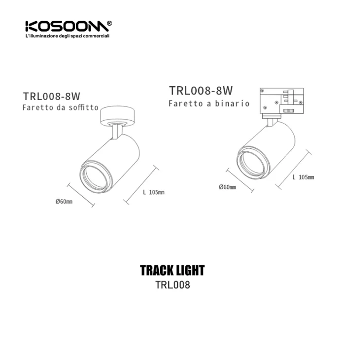 T0801N – 8W 3000K 24˚N/B Ra80 Black – Track Light Fixture-Kusina Track Lighting--03