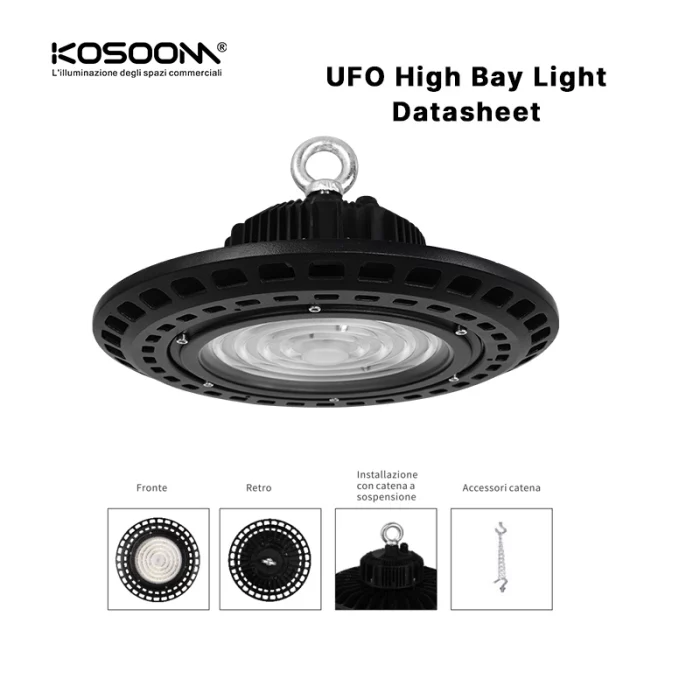 UFO LED 150W, 6000K, ទិន្នផល Lumen ខ្ពស់, ការវាយតម្លៃ IP65 ដ៏រឹងមាំ - U0104-MLL001-C-KOSOOM-UFO LED High Bay Light 150W-MLL001-C-04