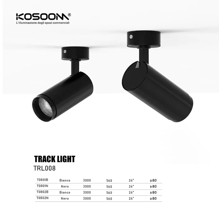 T0802N – 8W 3000K 24˚N/B Ra80 Swart – Track Light Fixture- Track Lights--05
