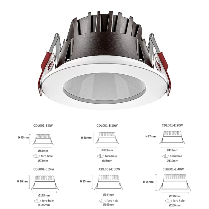 D0102 - 8W 4000K 70°N/B Farar Ra90 - Abubuwan Haɓakawa-LED Haske-CDL001-E-06