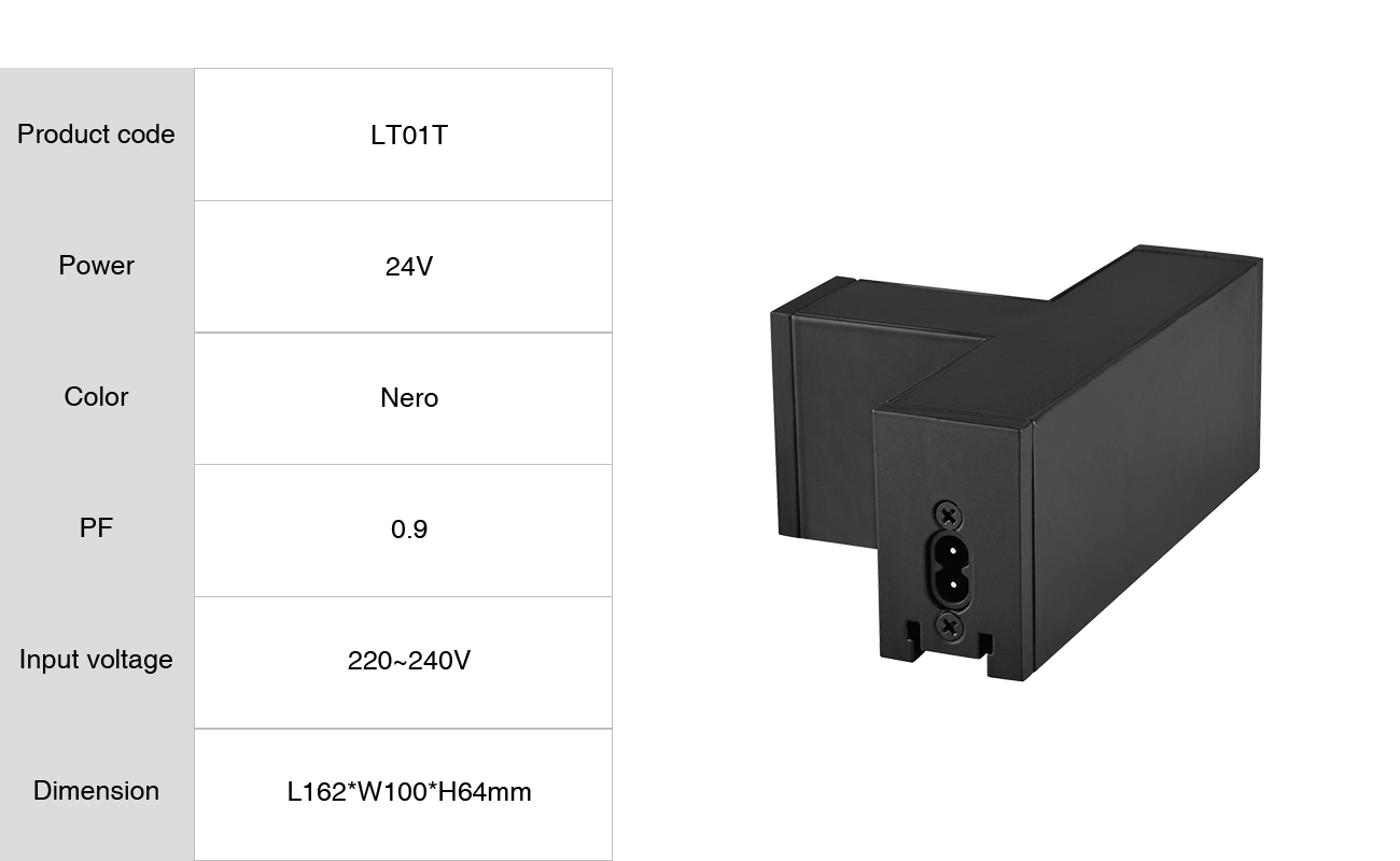 Durable 'T' Joint for LED Light Fixtures, 24V, Black, 3 Year Warranty - LT01T-SLL001-B-KOSOOM-Accessories--3