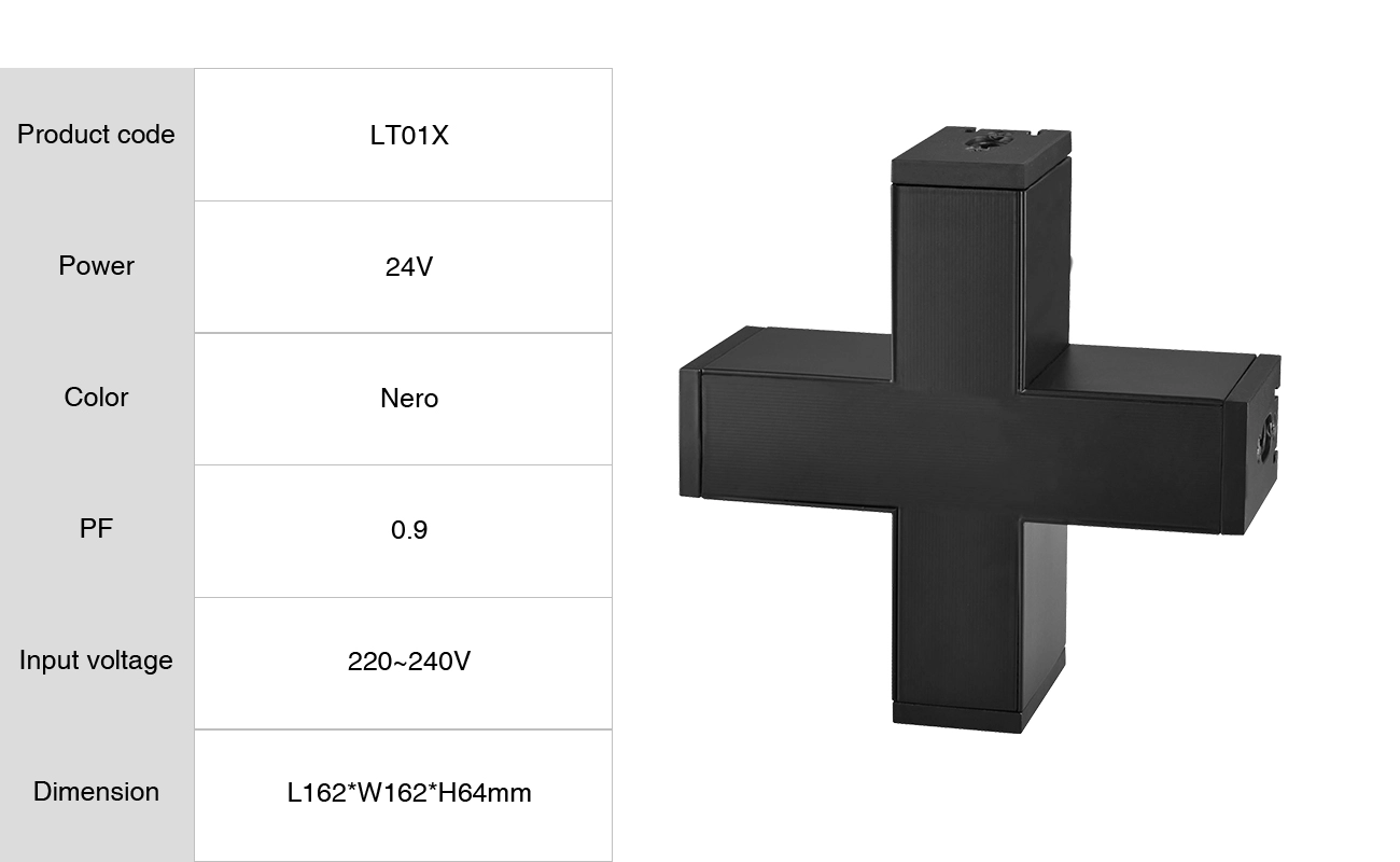Modular 'X' Joint for LED Light Setup, 24V, Black, 3 Year Warranty - LT01X-SLL001-B-KOSOOM-Accessories--3
