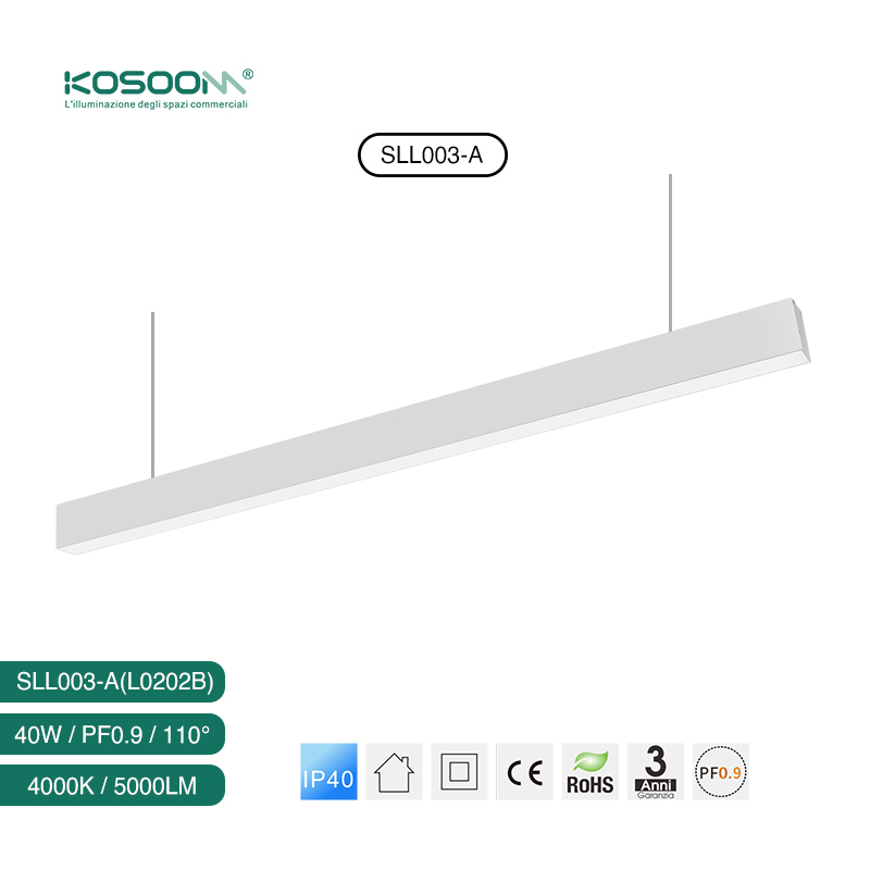 L0202B–40W 4000K 110˚N/B Ra80 Dubh – Soilse Líneacha- Soilsiú Líneach Feistithe ar Dhromchla -- 40W 02B