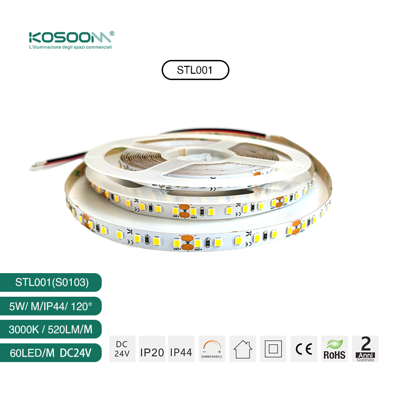 SMD 2835 3000K Ra80 IP44 5W/m 60LEDs/M LED light Strip-Recessed LED Strip Lighting--S0103