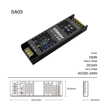 コンパクトで効率的な150W電源 - SA03- STL004-Kosoom-LED電源--SA03