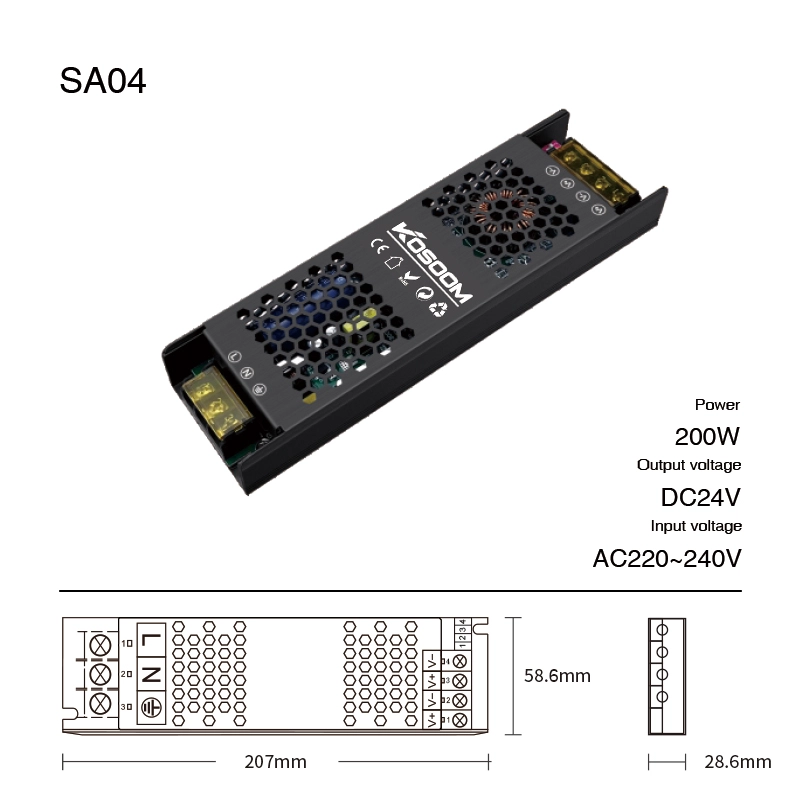 Daudzpusīgs un izturīgs 200 W barošanas avots - SA04- STL004-Kosoom-24 voltu barošanas avots - SA04