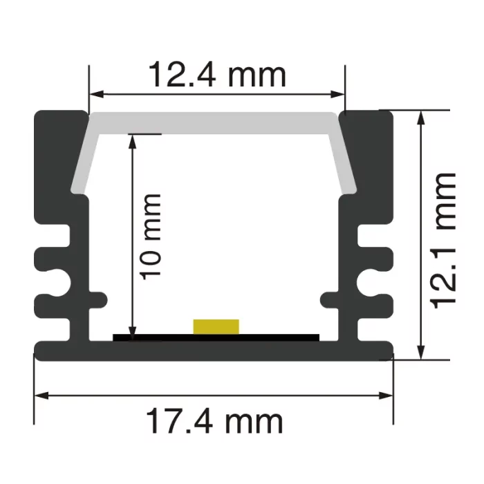 LED alumīnija kanāls L2000 × 17.4 × 12.1 mm — SP03 LED profils — SP03