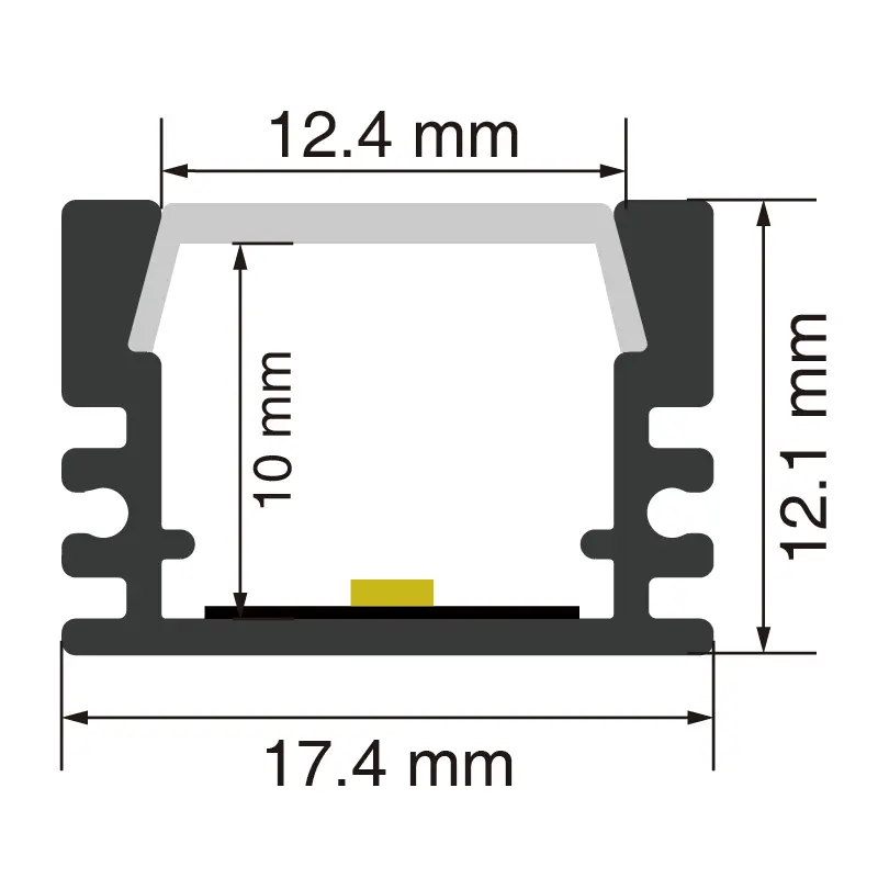 LED-aluminiumkanal L2000×17.4×12.1 mm - SP03-LED-profil--SP03