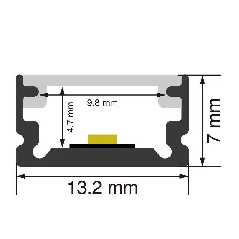 LED അലുമിനിയം ചാനൽ L2000×13.2×7mm - SP05-സർഫേസ് മൗണ്ട് LED ചാനൽ--SP05