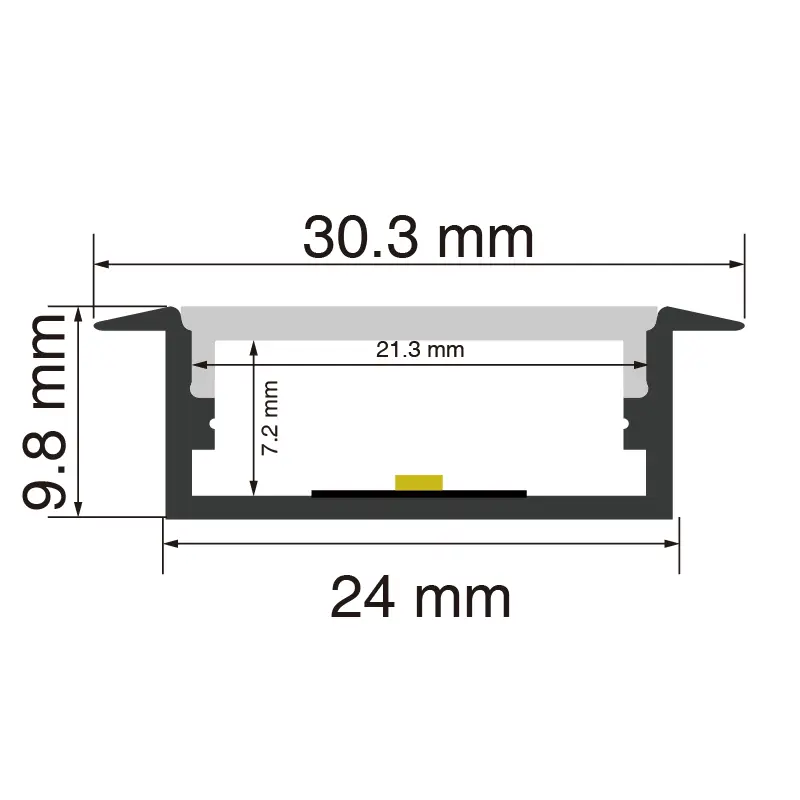 LED alumínium csatorna L2000×30.3×9.8 mm – SP13 – mennyezeti LED csatorna – SP13