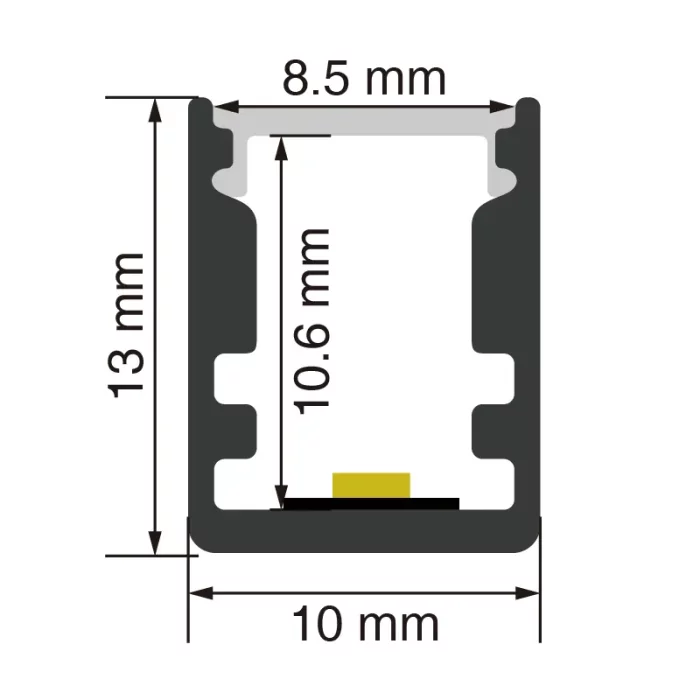 LED-aluminiumkanal L2000×10×13mm - SP14-Infälld LED-kanal--SP14