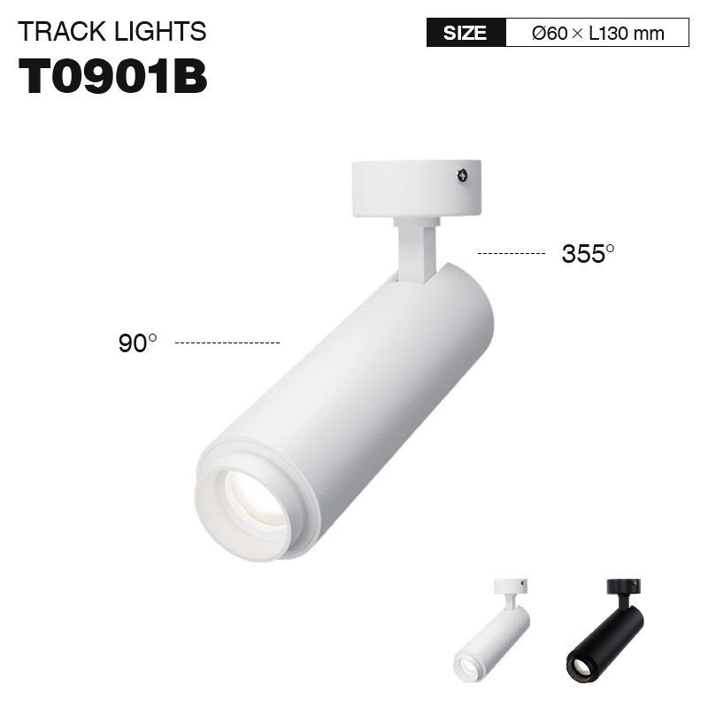 T0901B – 12W 3000K 24˚N/B Ra80 White –  Track Light LED-Office Lighting--T0901B