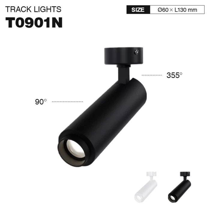 T0901N – 12W 3000K 24˚N/B Ra80 Black – kāpurķēžu gaismas LED sliežu gaisma – T0901N