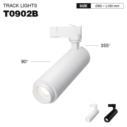 T0902B – 12W 3000K 24˚N/B Ra80 White –  Track Light LED-White Track Lighting--T0902B