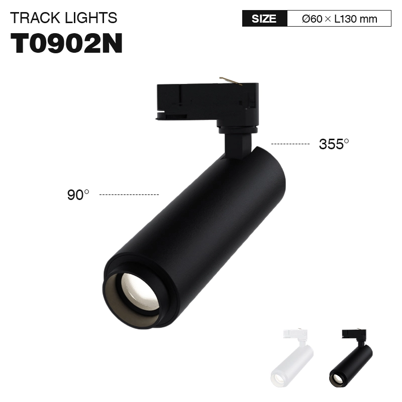 T0902N – 12W 3000K 24˚N/B Ra80 Black –  Track Light LED-Office Lighting--T0902N