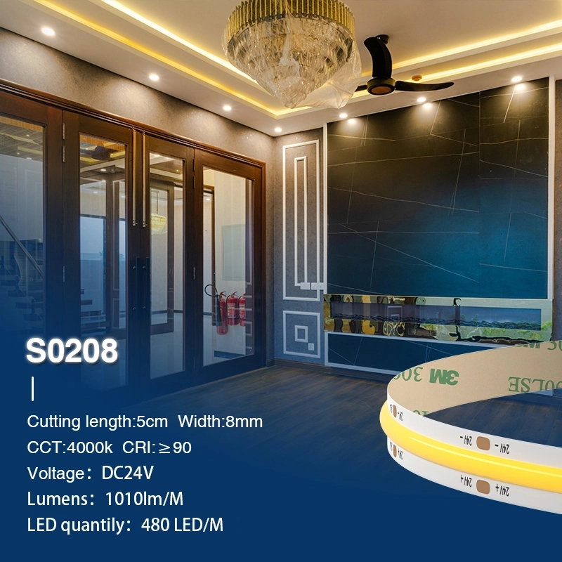 COB 4000K Ra90 IP20 140° 11W/m COB LED Strips-Bokhyllebelysning-STL002-4